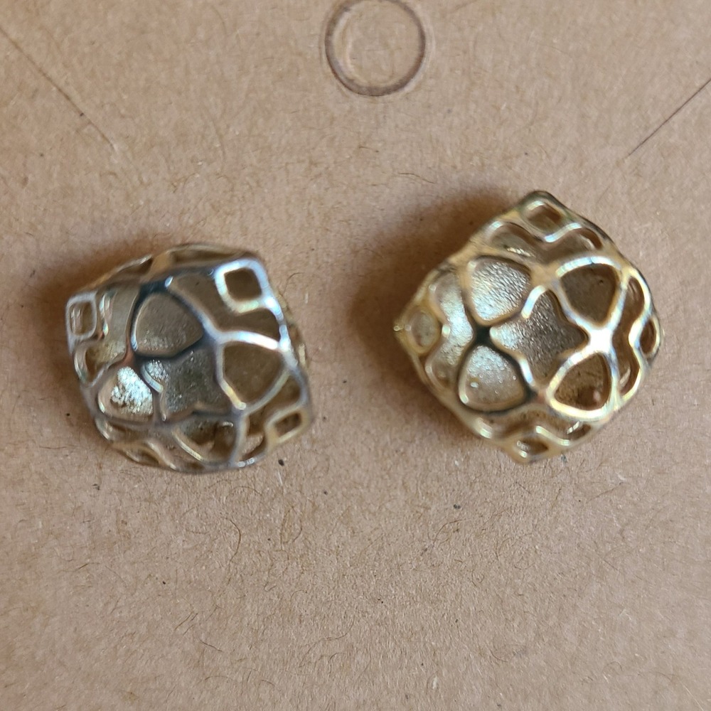 Stud Earrings Abstract Gold Tone Square Statement Jewelry Ladies